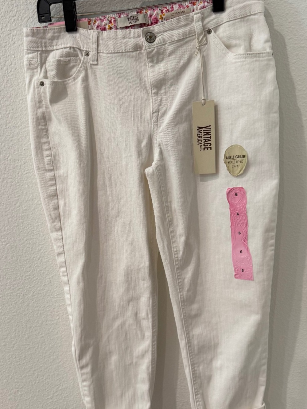 VINTAGE AMERICA BLUES | Coconut Milk White BOYFRIEND Ankle Grazer JEANS Size 6